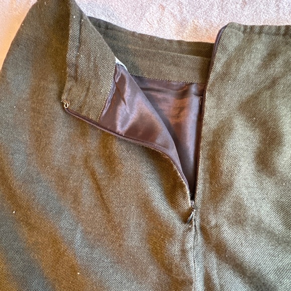 Vintage Southwestern Boho White Stag Olive Green Maxi Skirt 10 Hippie Fringe 90s - Picture 10 of 11